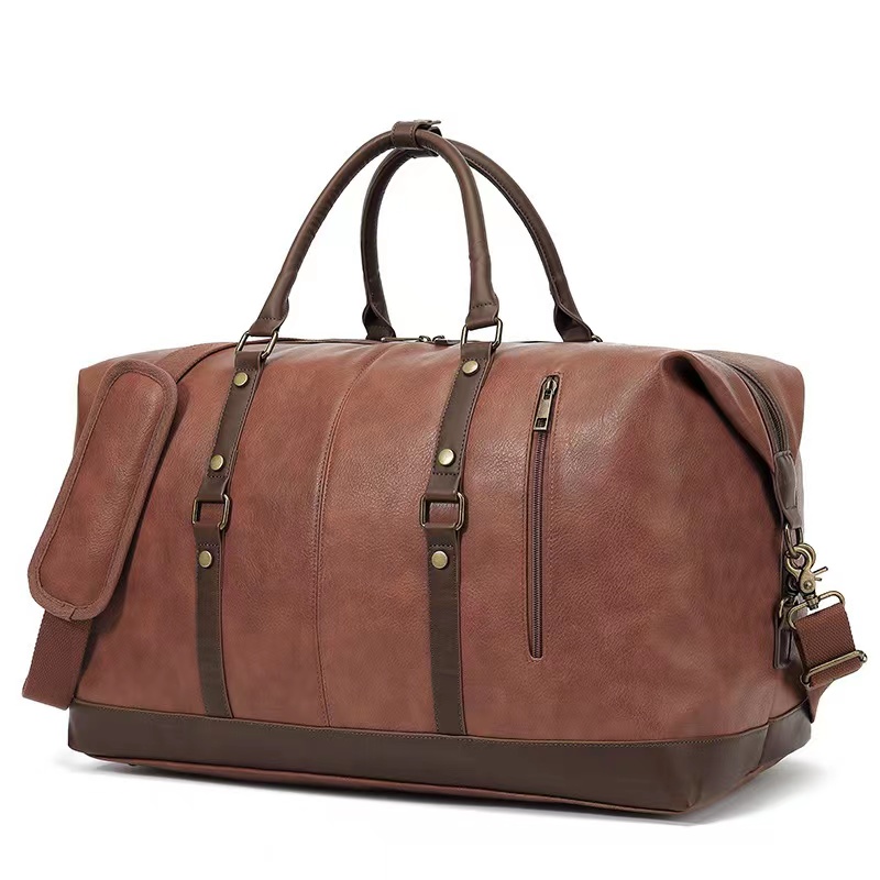 PU Leather Travel Duffle Bag For Men